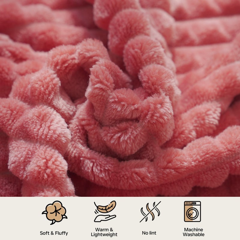 Simple&Opulence Coral Red Throw Blanket for Couch-Super Soft Fluffy Blankets for Women 50x70 Inches Cozy Lightweight Fleece Blanket for Home Decor - Image 4